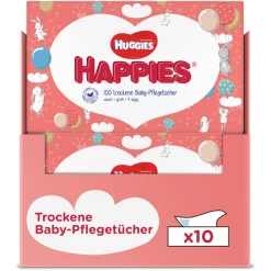 Huggies Trockene Baby-Pflegetücher Happies 1000 Tücher (10 X 100 Stk)