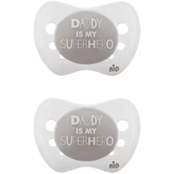 Nip® Schnuller Gr. 1 Silikon Daddy Is My Superhero 2 Stück
