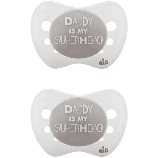Nip® Schnuller Gr. 1 Silikon Daddy Is My Superhero 2 Stück 3 Nip® Schnuller Gr. 1 Silikon Daddy Is My Superhero 2 Stück