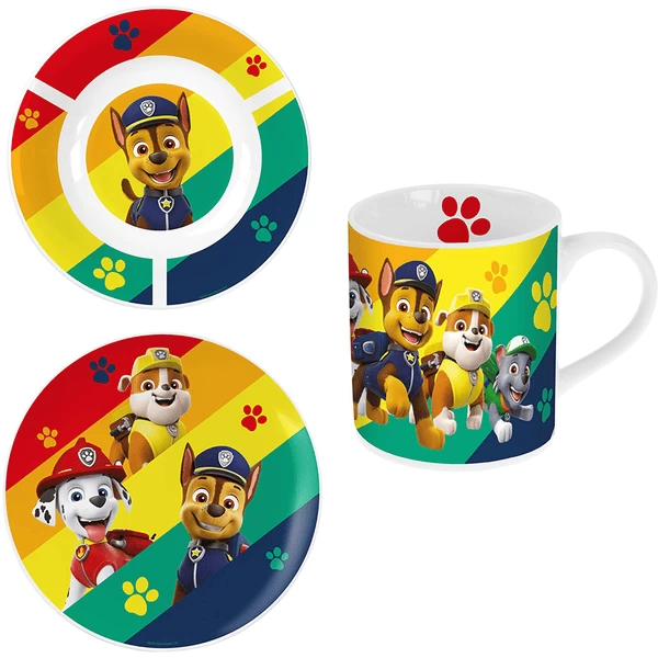 P:os Frühstücksset Paw Patrol, 3tlg Aus Keramik 3 P:os Frühstücksset Paw Patrol, 3tlg Aus Keramik